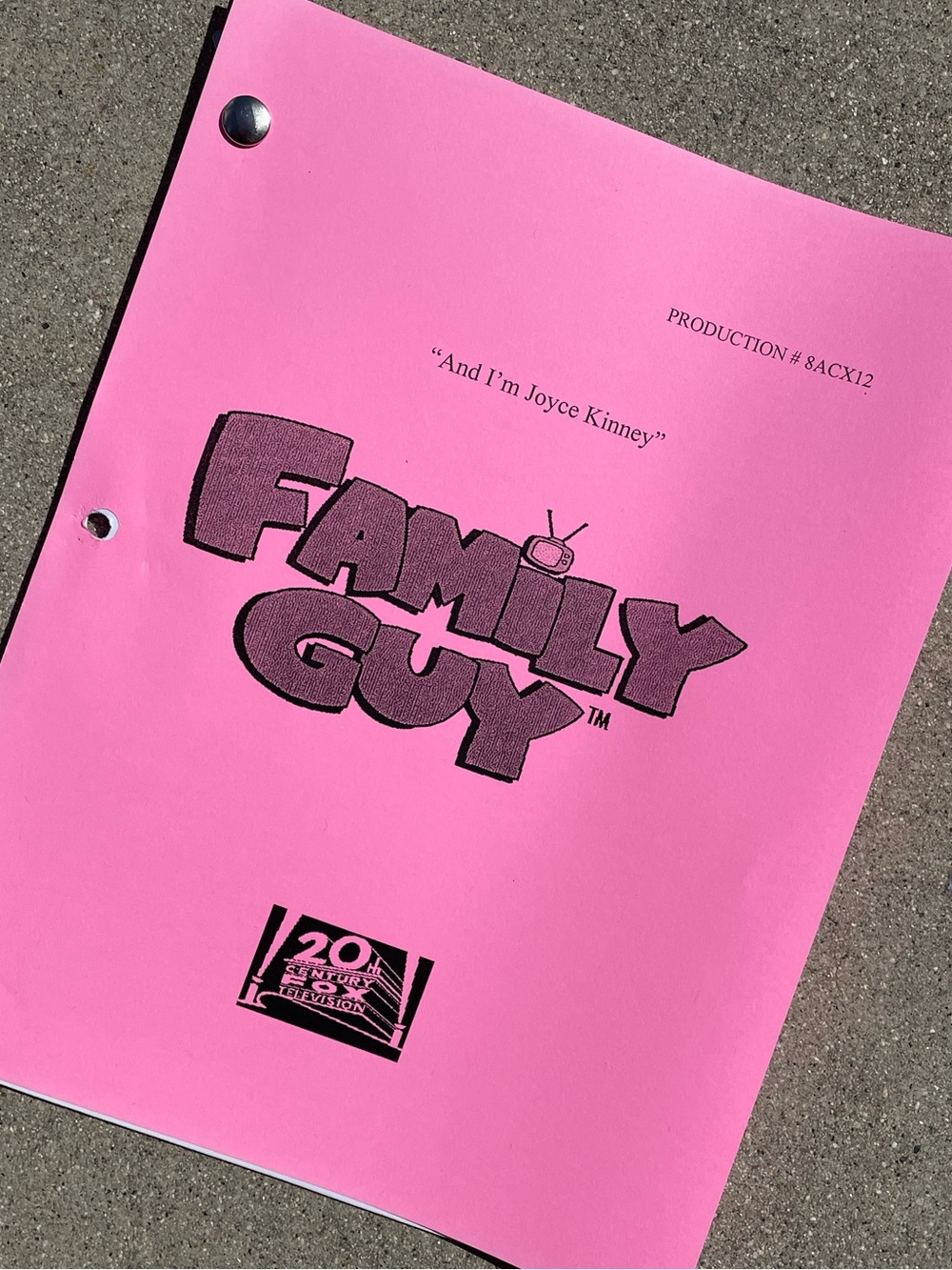 Family Guy 2009 Production Used Table Draft Script And Im Joyce Kinney LOIS PORN